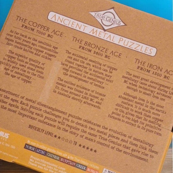 ANCIENT METAL PUZZLES 12 Brainteaser Puzzles by TRUE GENIUS 100% COMPLETE 2019 - Picture 2 of 3